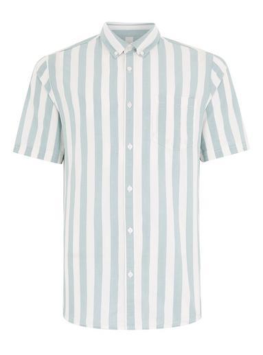 Topman Mens Grey Only & Sons Gray Stripe Short Sleeve Shirt