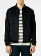 Topman Mens Black Cord Tailored Bomber Jacket