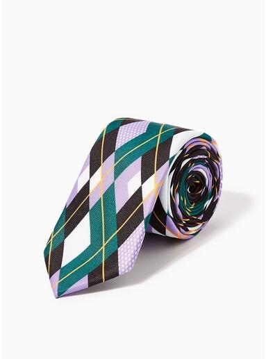 Topman Mens Multi Purple And Green Check Tie