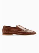 Topman Mens Brown Tan Pu Fergus Weave Lace Up Shoes