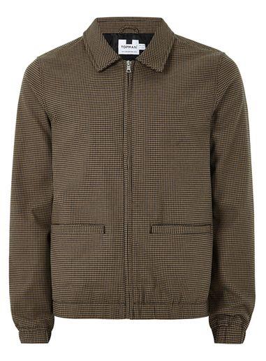 Topman Mens Brown Check Harrington Jacket