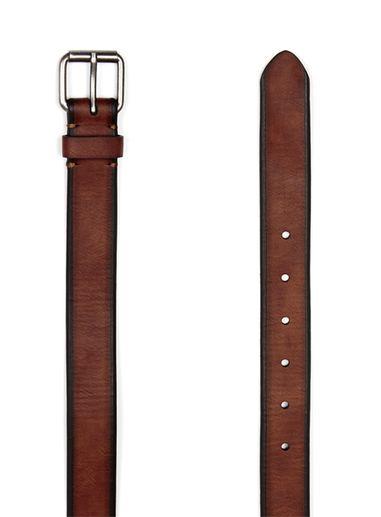 Topman Mens Brown Tan Distressed Leather Belt
