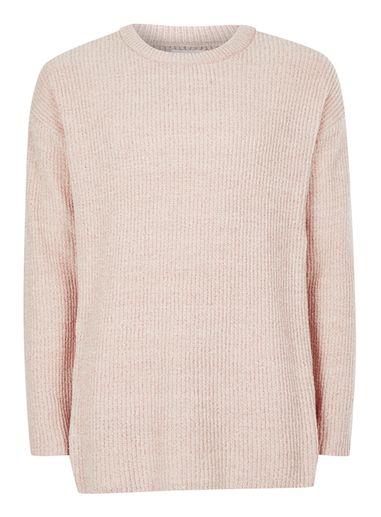 Topman Mens Ltd Pink Chenille Yarn Long Sleeve T-shirt