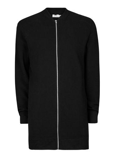 Topman Mens Black Ottoman Textured Longline Bomber Jacket