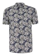 Topman Mens Blue Rose Muscle Short Sleeve Shirt