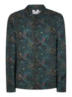 Topman Mens Blue Charlie Casely-hayford X Topman 'peacock' Revere Long Sleeve Shirt