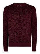 Topman Mens Red Leopard Print Jumper