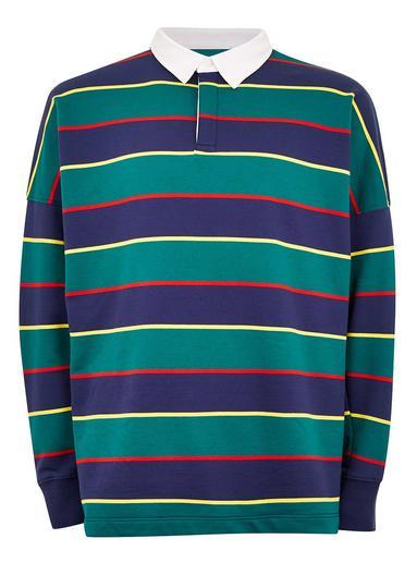 Topman Mens Multi Striped Rugby Sweatshirt
