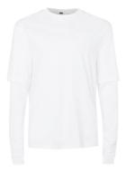 Topman Mens White Light Grey Marl Oversized Layered Long Sleeve T-shirt