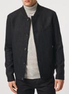 Topman Mens Blue Black Pinstripe Button Tailored Bomber