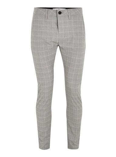 Topman Mens Grey Gray And Pink Check Stretch Skinny Chinos