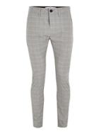 Topman Mens Grey Gray And Pink Check Stretch Skinny Chinos