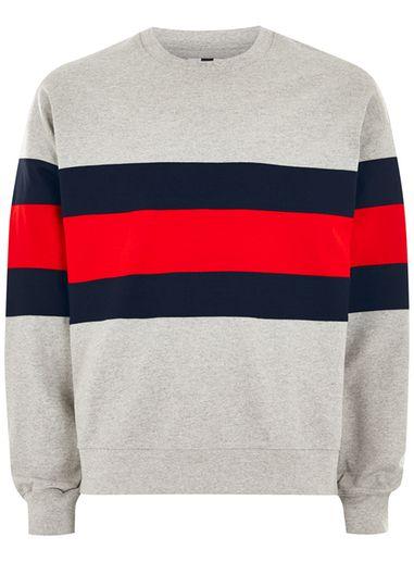 Topman Mens Grey Gray Panelled Sweatshirt