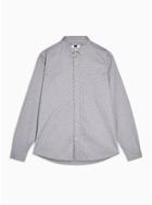 Topman Mens Grey Gray Polka Dot Stretch Skinny Oxford Shirt