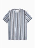 Topman Mens Navy Stripe Knitted T-shirt