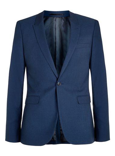 Topman Mens Blue Navy Twill Ultra Skinny Fit Suit Jacket