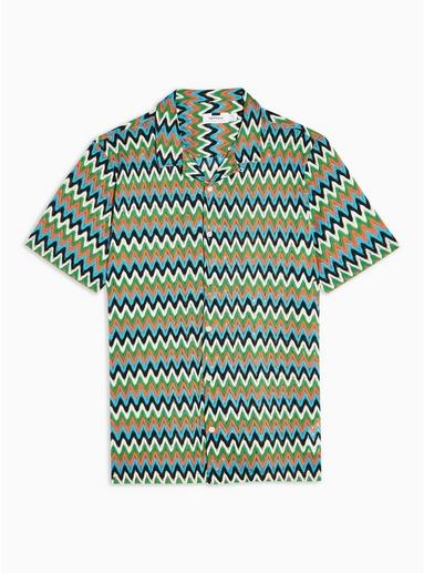Topman Mens Multi Orange And Green Knitted Chevron Sweater