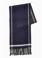 Topman Mens Navy And Grey Colour Block Double Face Scarf