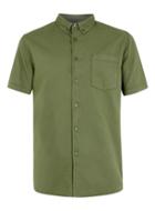 Topman Mens Green Khaki Waffle Textured Short Sleeve Casual Shirt