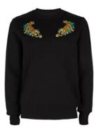 Topman Mens Black Tiger Embroidered Sweater