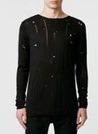 Topman Mens Black Ladder Rib Crew Neck Sweater