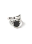 Topman Mens Silver Look And Black Stone Twirl Ring*