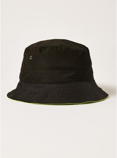 Topman Mens Multi Black And Lime Reverse Bucket Hat