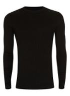 Topman Mens Black Ribbed Muscle Fit Sweater