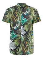 Topman Mens Green Selected Homme Black Tropical Short Sleeve Shirt