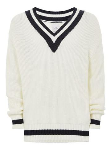 Topman Mens Cream Ltd Ecru Cricket Jumper