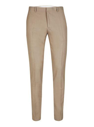 Topman Mens Mid Grey Light Taupe Twill Skinny Fit Suit Pants