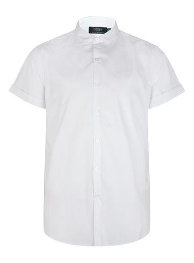 Topman Mens White Cutaway Collar Short Sleeve Dress Shirt