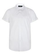 Topman Mens White Cutaway Collar Short Sleeve Dress Shirt