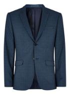 Topman Mens Blue Mini Check Skinny Suit Jacket