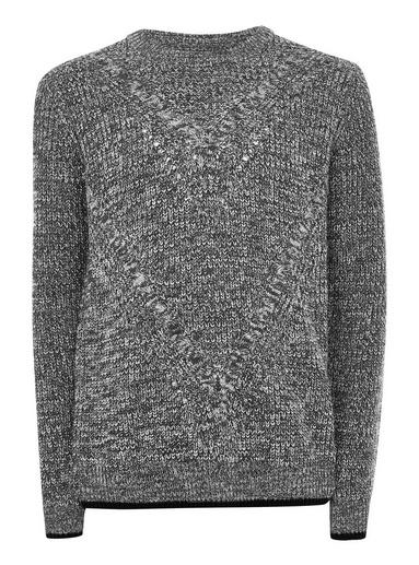 Topman Mens Multi Gray Twist Cable Knitted Sweater