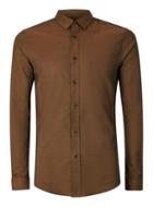 Topman Mens Brown Toffee And Black Stretch Skinny Fit Dress Shirt