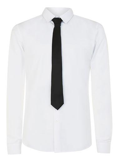 Topman Mens White Dress Shirt And Black Tie Set