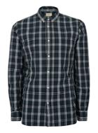 Topman Mens Blue Selected Homme Navy And Grey Check Button Down Shirt