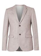 Topman Mens Brown Stone Herringbone Warm Handle Skinny Fit Suit Jacket