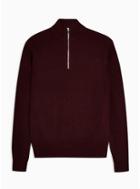 Topman Mens Red Burgundy Twist Half Zip Sweater