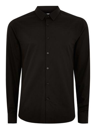 Topman Mens Premium Black Long Sleeve Shirt