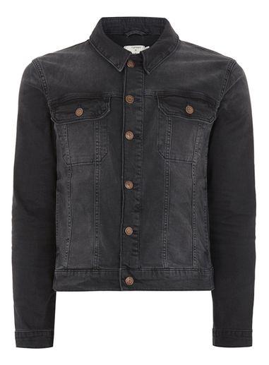 Topman Mens Black Muscle Fit Denim Jacket