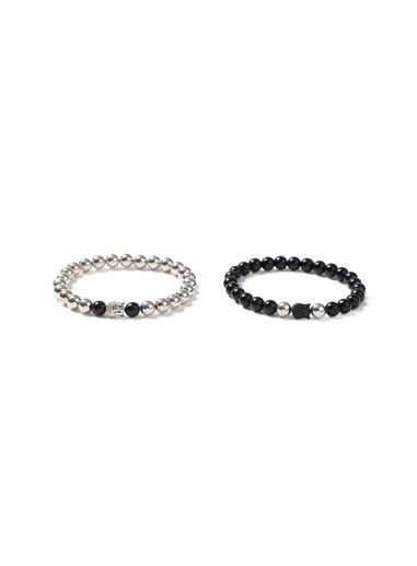 Topman Mens Silver And Black Bracelets*