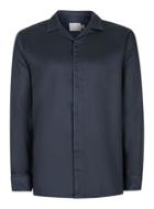 Topman Mens Blue Topman Premium Navy Tencel Revere Collar Dress Shirt