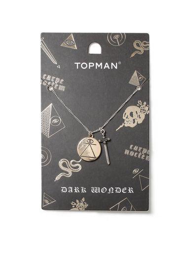 Topman Mens Grey Metal Dagger Necklace*