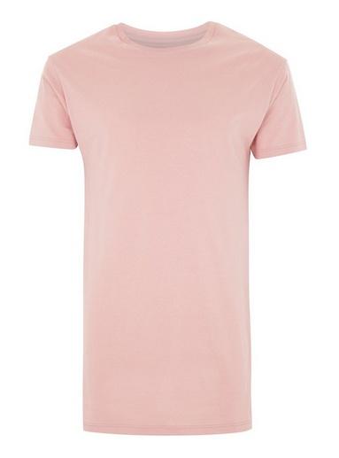 Topman Mens Pale Pink Longline Skinny Fit T-shirt