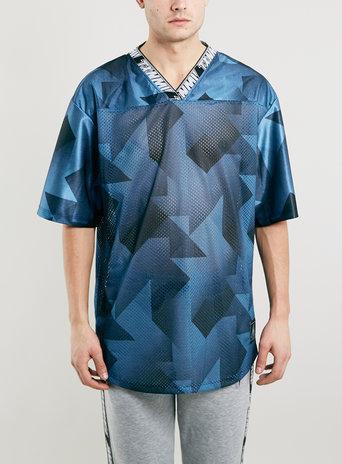 Topman Mens Txnmy Blue Short Sleeve Football T-shirt