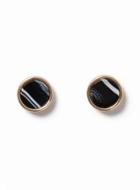 Topman Mens Black Gold Look Stone Inlay Circle Earrings*