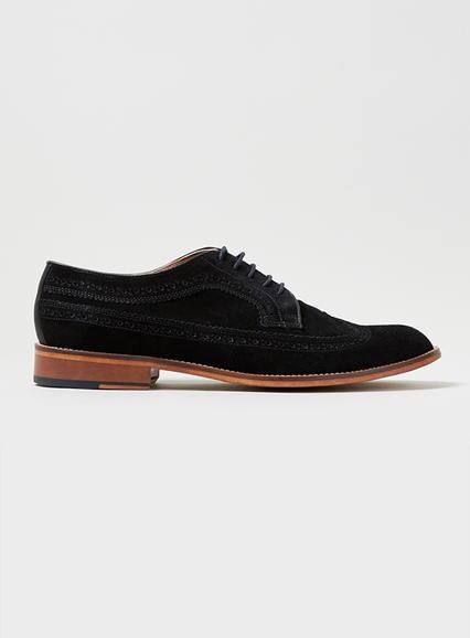 Topman Mens Made In England Black Suede Brogues