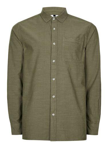 Topman Mens Classic Khaki Casual Shirt